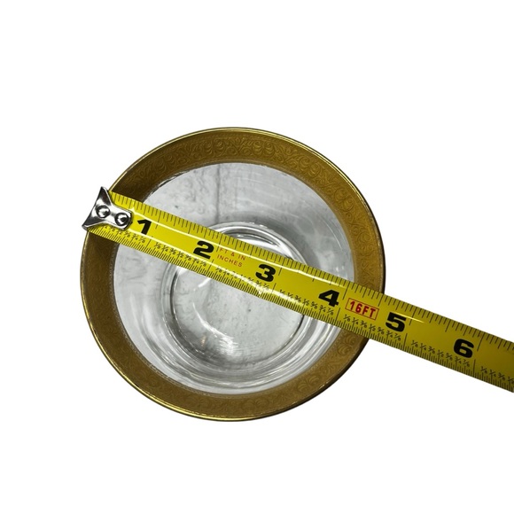 Tiffin Bowl and Saucer Clear Glass with Gold Embossed Rim Vintage - Picture 7 of 9